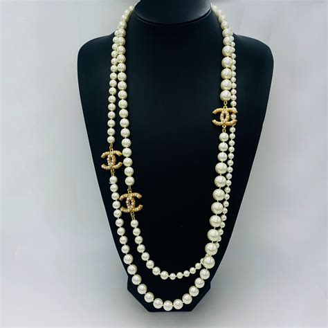 chanel black pearls|chanel pearl necklace for sale.